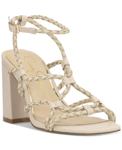 Jessica Simpson Women's Azimma Block-heel Strappy Rope Sandals In Soft Ivory