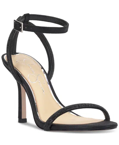 Jessica Simpson Women's Baharia Ankle-strap Dress Sandals In Black Rhinestone