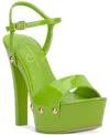 Jessica Simpson Calenta Ankle Strap Platform Sandal In Lizard Green Patent