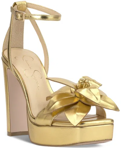 Jessica Simpson Women's Camise Flower Platform Sandals In Gold Metallic