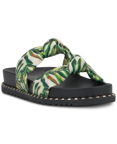 JESSICA SIMPSON WOMEN'S CARALYNA RHINESTONE KNOTTED FOOTBED SANDALS