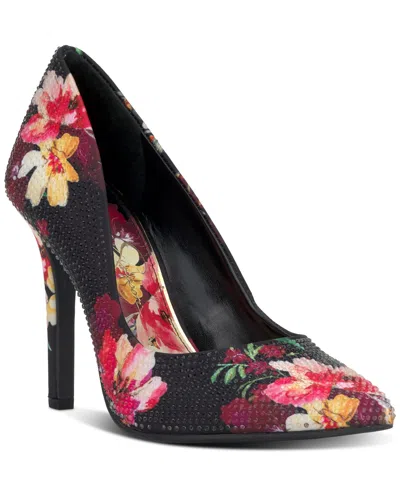 Jessica Simpson Women's Cassani Pointed-toe Pumps In Black Blossom Burst Rhinestone