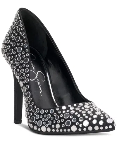 Jessica Simpson Cassani Womens Slip On Stiletto Pumps In Black Shimmer
