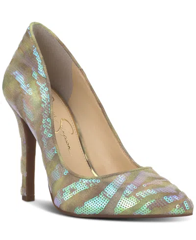 Jessica Simpson Women's Cassani Pointed-toe Pumps In Peridot Tan Zebra Sequin