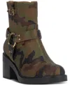 Jessica Simpson Ceridwen Womens Satin Block Heel Ankle Boots In Forest Camo Rhinestone