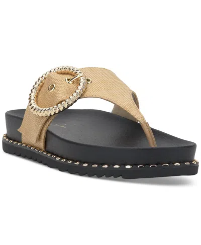 Jessica Simpson Women's Cymmeri Hooded Thong Flat Sandals In Natural Raffia Multi