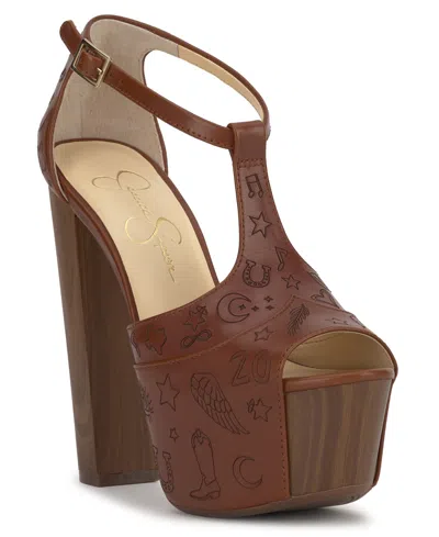 Jessica Simpson Women's Dany Platform Block-heel Sandals In Brown