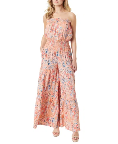 Jessica Simpson Women's Devyn Strapless Smocked Jumpsuit In Canyon Sun