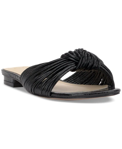 Jessica Simpson Women's Dydra Knotted Strappy Flat Sandals In Black Faux Leather