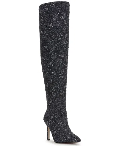 Jessica Simpson Women's Earon Bandana Over-the-knee Stiletto Dress Boots In Animal Print