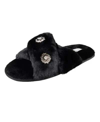 Jessica Simpson Women's Embellished Cross Band Slide Slippers In Black