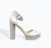 Jessica Simpson Women Everyn Peep Toe Sandal In Satin White