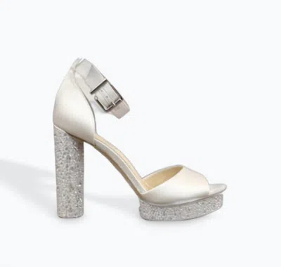 Jessica Simpson Women Everyn Peep Toe Sandal In Satin White