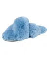 Jessica Simpson Women's Extra Soft High Plush Cross Band Slide Slippers In Blue