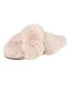 Jessica Simpson Women's Extra Soft High Plush Cross Band Slide Slippers In Camel