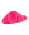 Jessica Simpson Women's Extra Soft High Plush Cross Band Slide Slippers In Neon Pink