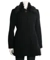 Jessica Simpson Women's Faux Fur Collar Walker Coat In Black In Black