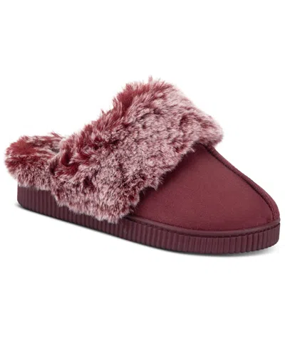 Jessica Simpson Women's Faux Fur Memory Foam Clog Slippers In Purple