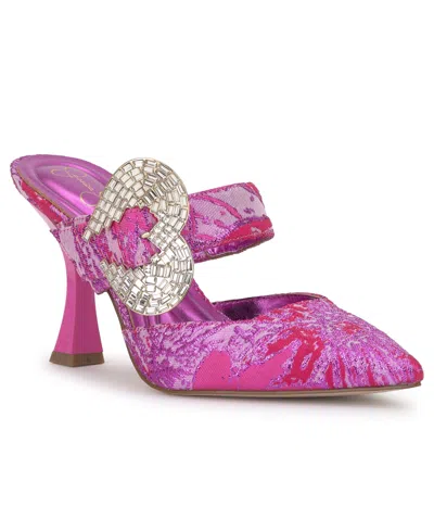 Jessica Simpson Favica Embellished Satin Slide Mule In Purple
