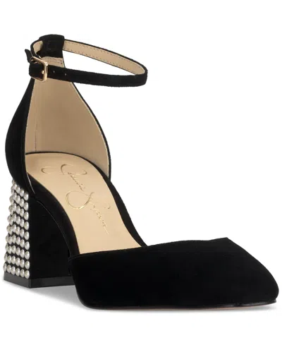 Jessica Simpson Fulian Womens Suede Embellished Ankle Strap In Black Suede