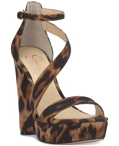 Jessica Simpson Women's Iley Strappy Platform High Heel Sandals In Natural Leopard Multi
