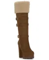 Jessica Simpson Imerald Faux Shearling Knee High Platform Boot In Brown