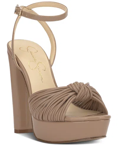 Jessica Simpson Women's Immie Platform Dress Sandals In Chai Latte Patent