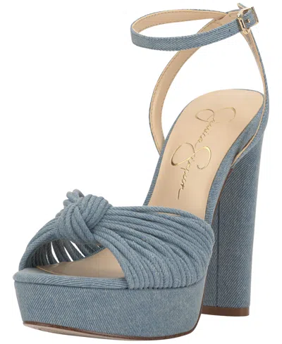 Jessica Simpson Women's Immie Platform Dress Sandals In Medium Blue Denim