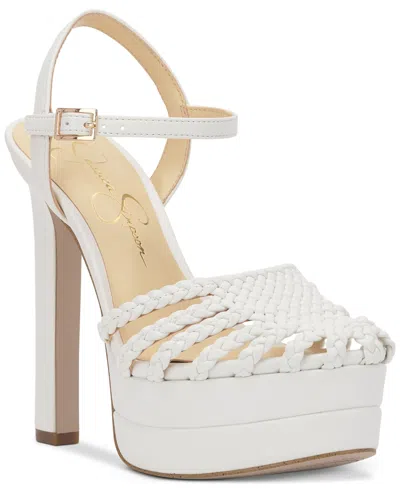 Jessica Simpson Women's Inaia Woven Platform Dress Sandals In Bright White