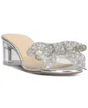 Jessica Simpson Women's Irrone Embellished Bow Block-heel Sandals In Clear,silver,pearl