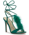 Jessica Simpson Women's Jenzin Feather Wrap Dress Sandals In Green