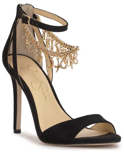 Jessica Simpson Women's Jetser Embellished Chain Dress Sandals In Black