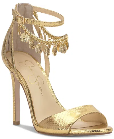 Jessica Simpson Women's Jetser Embellished Chain Dress Sandals In Gold Lizard