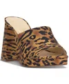 Jessica Simpson Women's Kameena Block-heel Slip-on Sandals In Natural Leopard Satin