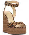 Jessica Simpson Kamindi Platform Wedge Sandal In Natural Leopard Canvas