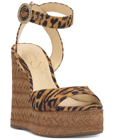 JESSICA SIMPSON WOMEN'S KAMINDI ANKLE-STRAP PLATFORM WEDGE SANDALS