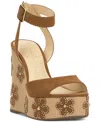 Jessica Simpson Kamindi Ankle Strap Platform Sandal In Tuscan Tan Suede