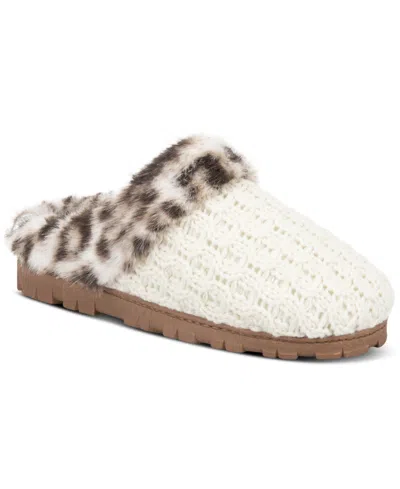 Jessica Simpson Women's Leo Knit Indoor/outdoor Clog Slippers In White