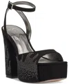 Jessica Simpson Womens Rhinestone Man Made Ankle Strap In Black Flame Rhinestone