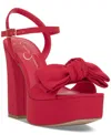 Jessica Simpson Lollien Ankle Strap Platform Sandal In Red Muse In Red Muse Moire Satin