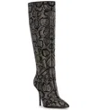 Jessica Simpson Women's Lovienn Rhinestone Stiletto Knee-high Dress Boots In Black