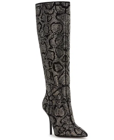 JESSICA SIMPSON WOMEN'S LOVIENN RHINESTONE STILETTO KNEE-HIGH DRESS BOOTS