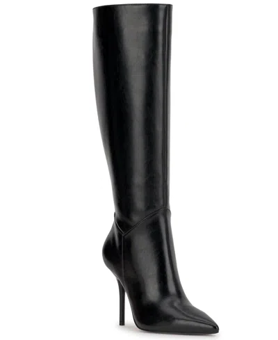 Jessica Simpson Women's Lovienn Stiletto Knee-high Wide-calf Dress Boots In Black