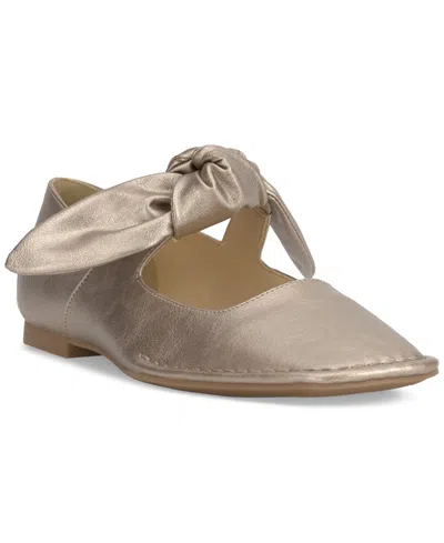 Jessica Simpson Women's Lysute Bow Knot Strap Ballet Flats In Gold Metallic
