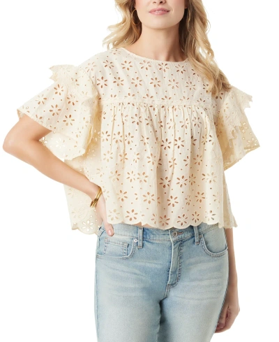 Jessica Simpson Women's Maja Cotton Eyelet-embroidered Top In Parchment