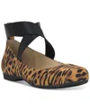 Jessica Simpson Women's Mandalaye Elastic Criss-cross Ankle Strap Ballet Flats In Natural Leopard Satin