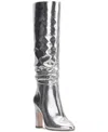 Jessica Simpson Women's Minerva Knee-high Slouchy Dress Boots In Silver Metallic Snake