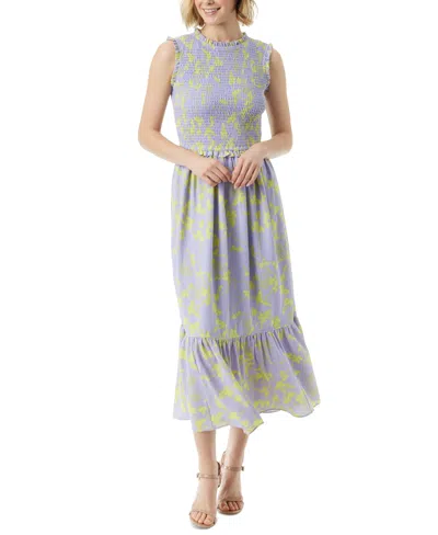 Jessica Simpson Women's Mira Floral-print Smocked Maxi Dress In Lavender Lotus