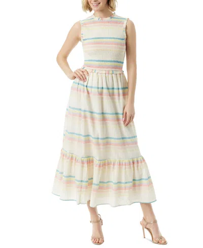 Jessica Simpson Women's Mira Striped Smocked Maxi Dress In Gardenia Stripe