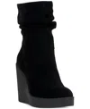 Jessica Simpson Mynette Slouch Platform Wedge Bootie In Black Suede